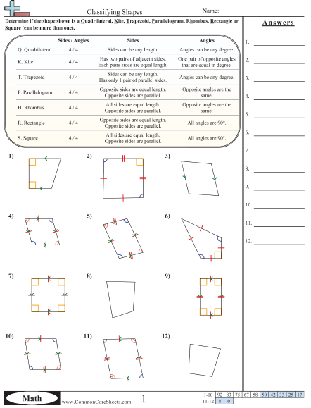 Shapes Worksheets - Classifying Shapes  worksheet